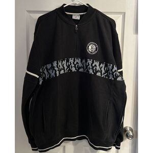 Zipway‎ Brooklyn Nets Sweater Sweatshirt Mens M Black 1/4 Zip Pullover NBA VTG